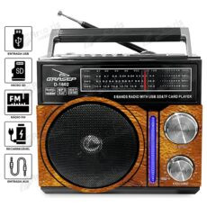 Radio Vintage Retrô Recarregável Am Fm Usb Cor Marrom 110v/220v D-1602