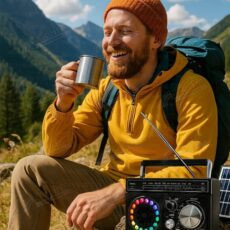 Radio Bluetooth Speaker Com Painel Solar Vintage Iluminado Usb Sd KTF-2155
