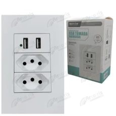 Tomada De Parede Duo 10a Com 2 Entradas Usb Bivolt Para Casa